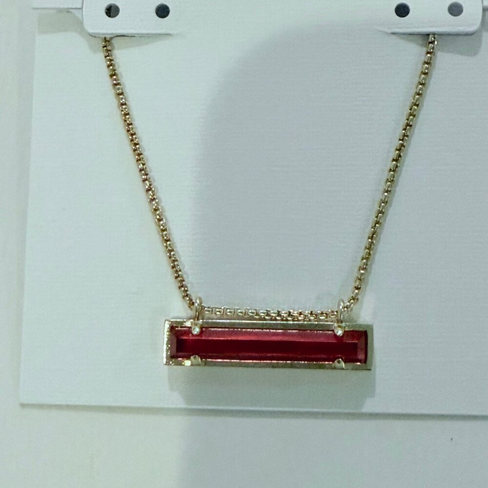 Kendra Scott Gold Plated Adj. Leanor Bar Pendant Necklace, pink Berry Illusion